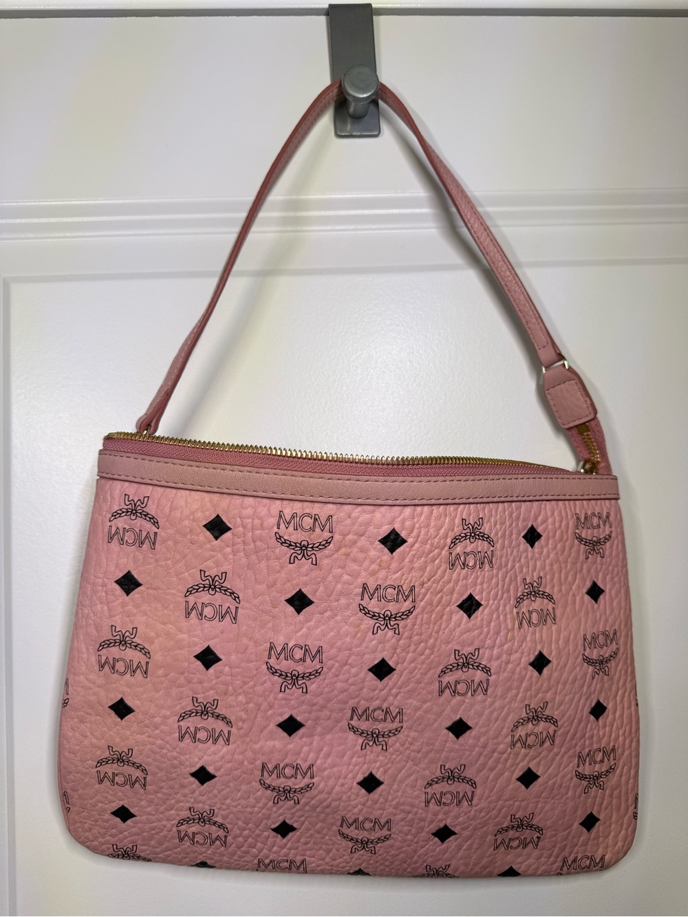 MCM Pink Visetos Tote with Detachable Pouch - Picture 9 of 16